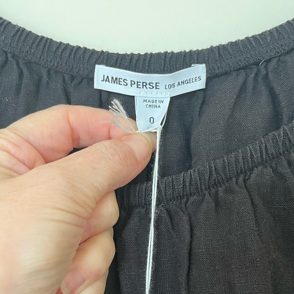 James Perse Black Gathered Linen Mini Dress - Picture 5 of 7